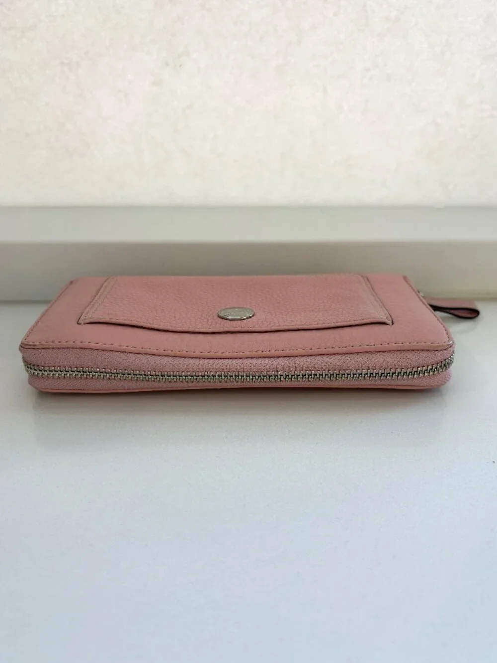 Coach Chelsea Pebbled Leather Accordion Zip Around Wallet Blush Pink 40596 NEW